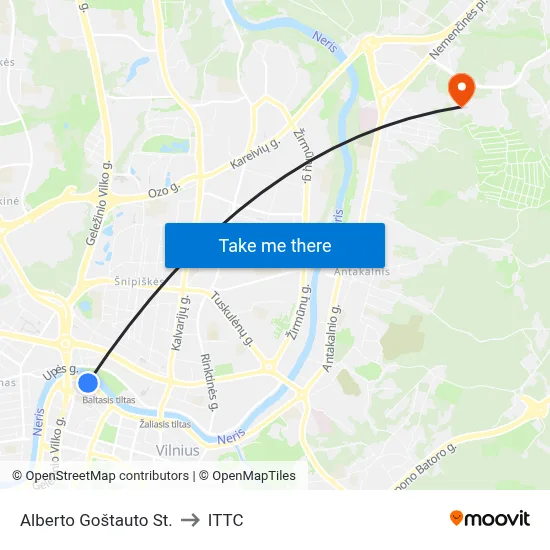 Alberto Goštauto St. to ITTC map