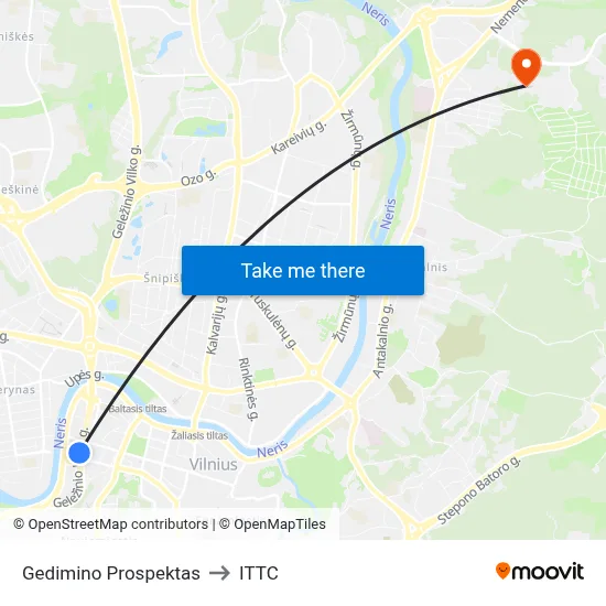 Gedimino Prospektas to ITTC map