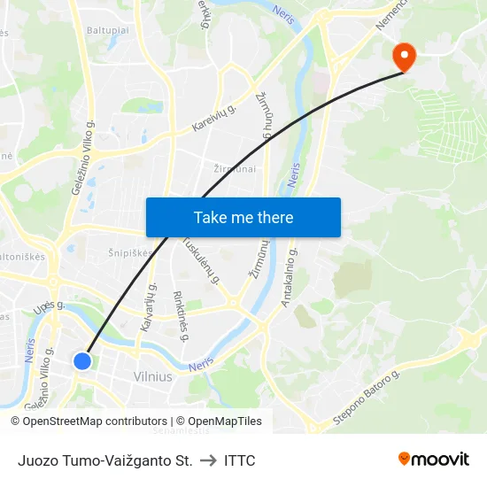Juozo Tumo-Vaižganto St. to ITTC map