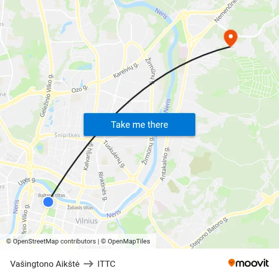 Vašingtono Aikštė to ITTC map
