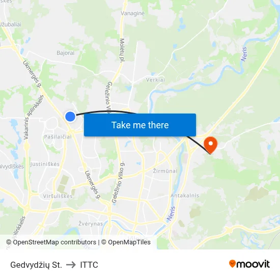 Gedvydžių St. to ITTC map