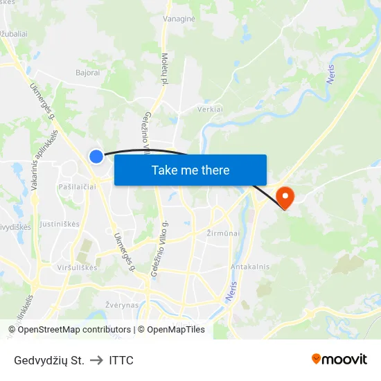 Gedvydžių St. to ITTC map