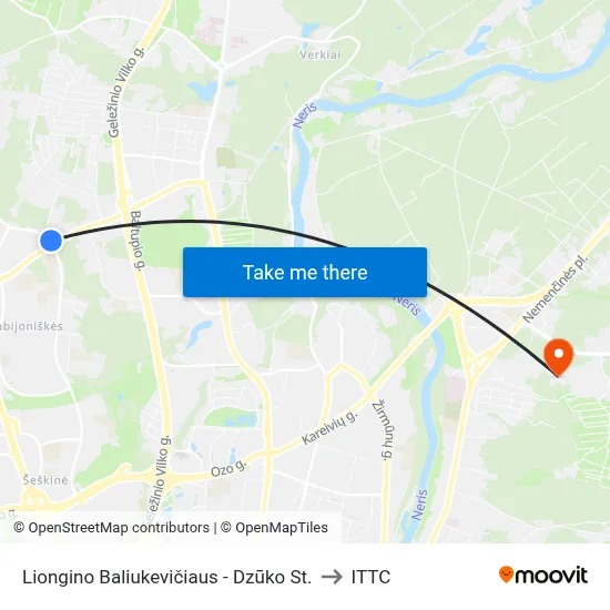Liongino Baliukevičiaus - Dzūko St. to ITTC map