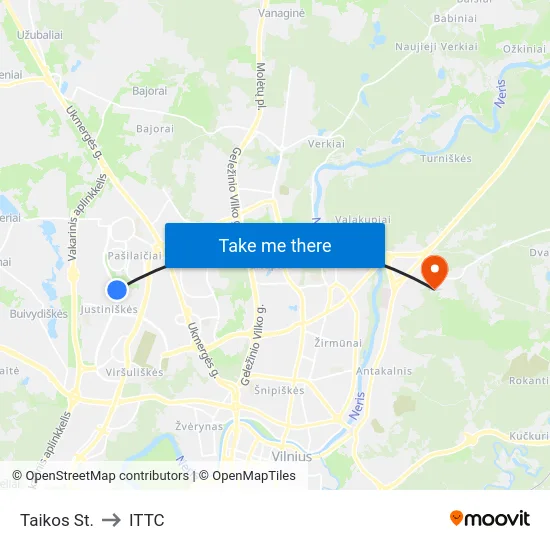 Taikos St. to ITTC map