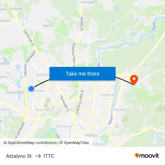 Atžalyno St. to ITTC map