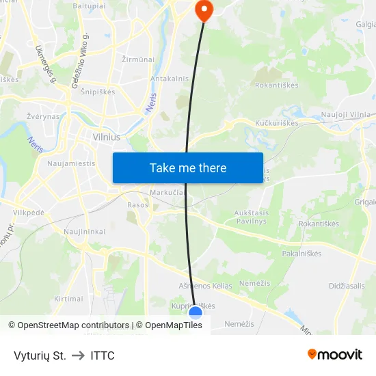 Vyturių St. to ITTC map