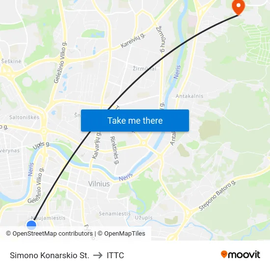 Simono Konarskio St. to ITTC map