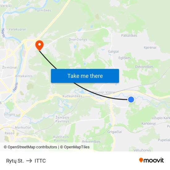 Rytų St. to ITTC map