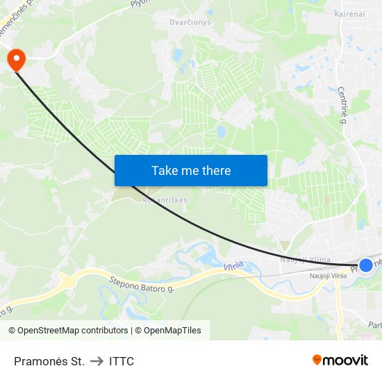 Pramonės St. to ITTC map