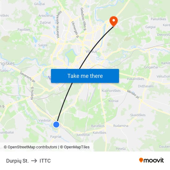 Durpių St. to ITTC map