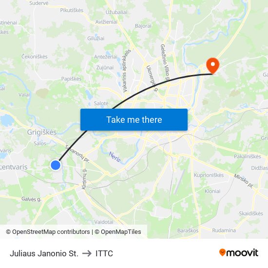 Juliaus Janonio St. to ITTC map