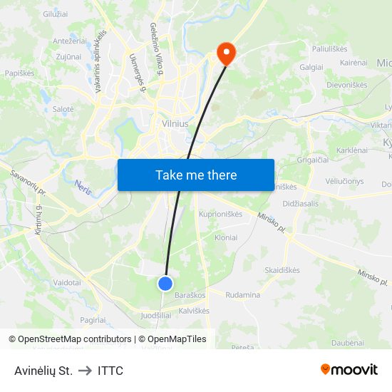 Avinėlių St. to ITTC map