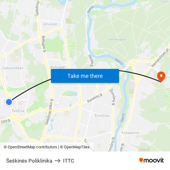 Šeškinės Poliklinika to ITTC map