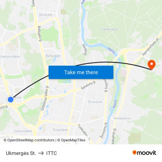 Ukmergės St. to ITTC map