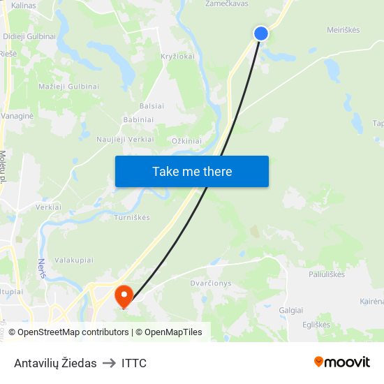 Antavilių Žiedas to ITTC map