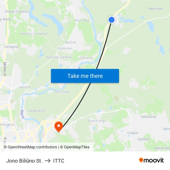 Jono Biliūno St. to ITTC map