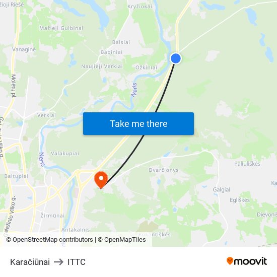 Karačiūnai to ITTC map