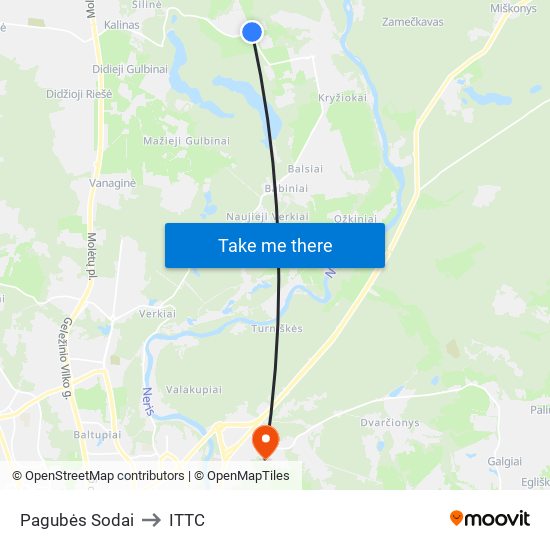 Pagubės Sodai to ITTC map