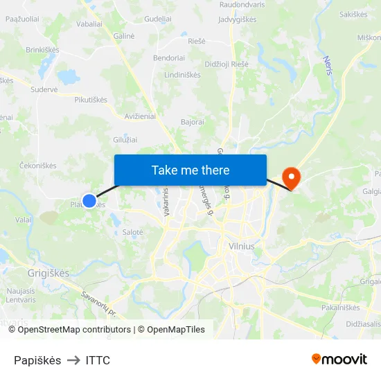Papiškės to ITTC map