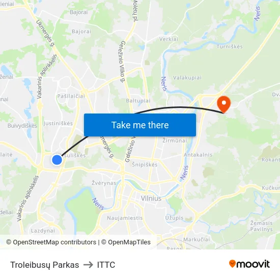 Troleibusų Parkas to ITTC map