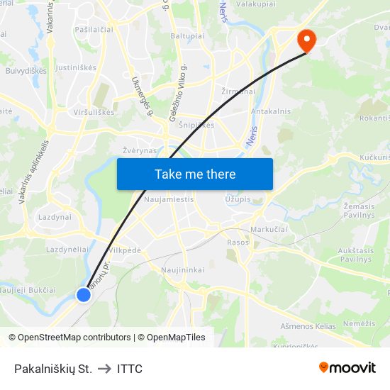 Pakalniškių St. to ITTC map