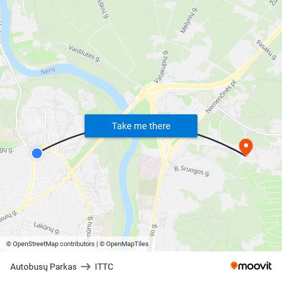 Autobusų Parkas to ITTC map