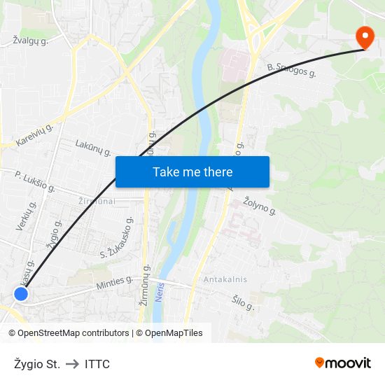 Žygio St. to ITTC map