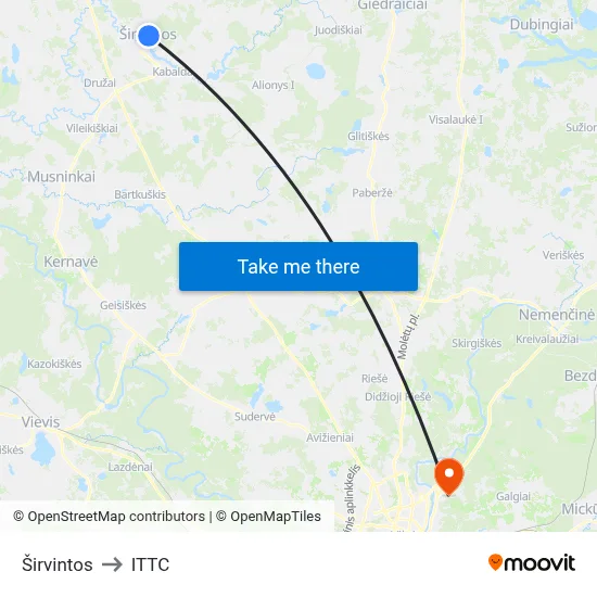 Širvintos to ITTC map