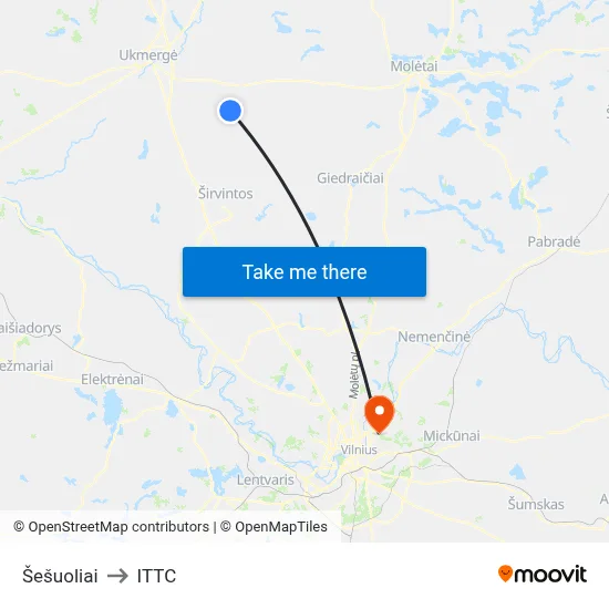 Šešuoliai to ITTC map