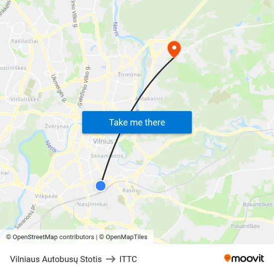 Vilniaus Autobusų Stotis to ITTC map