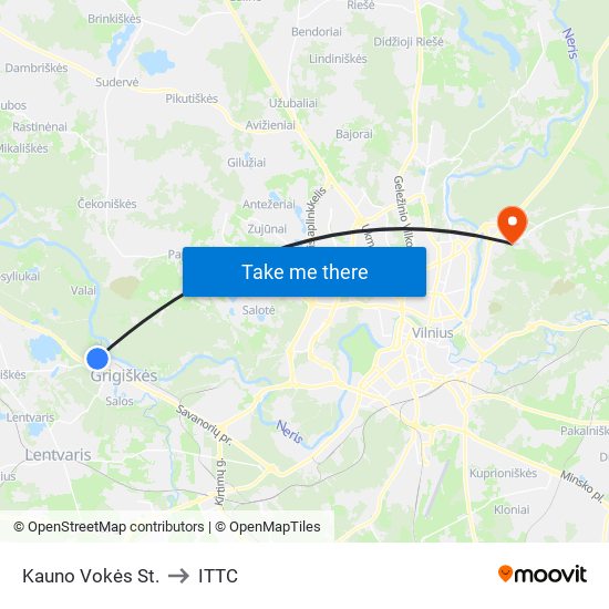 Kauno Vokės St. to ITTC map