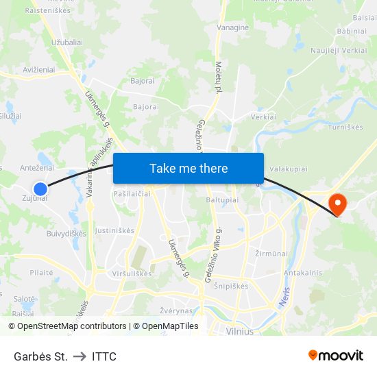 Garbės St. to ITTC map