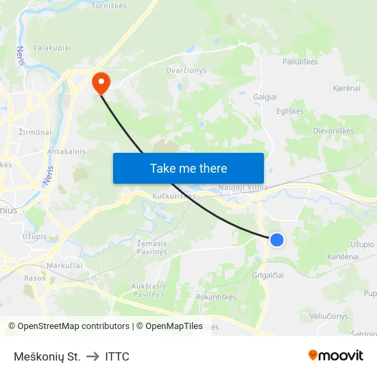 Meškonių St. to ITTC map