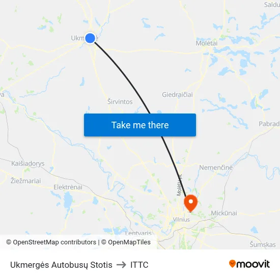 Ukmergės Autobusų Stotis to ITTC map