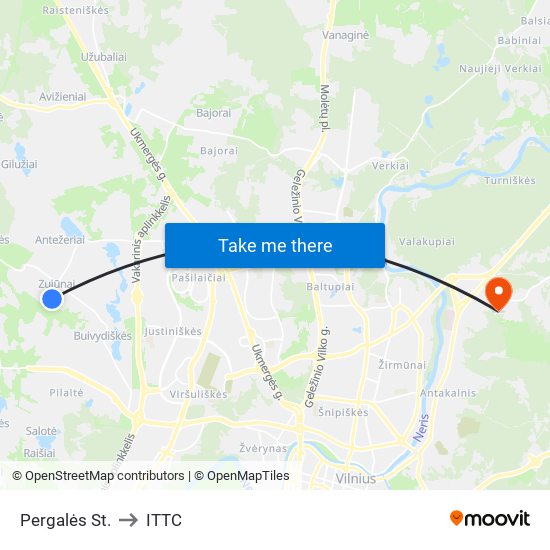 Pergalės St. to ITTC map