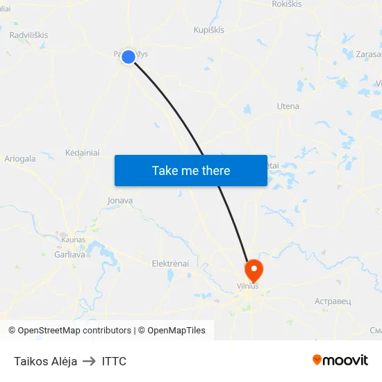 Taikos Alėja to ITTC map