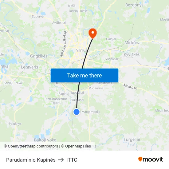 Parudaminio Kapinės to ITTC map