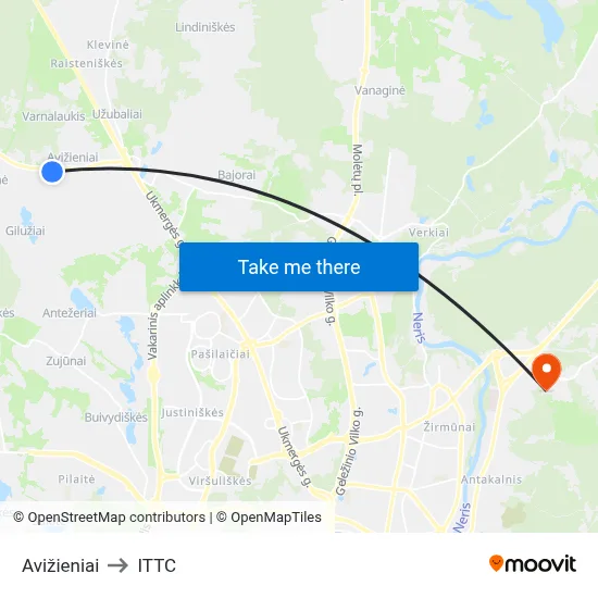 Avižieniai to ITTC map
