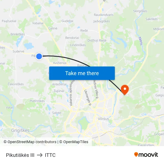 Pikutiškės III to ITTC map