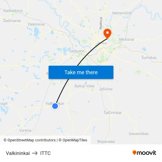 Valkininkai to ITTC map