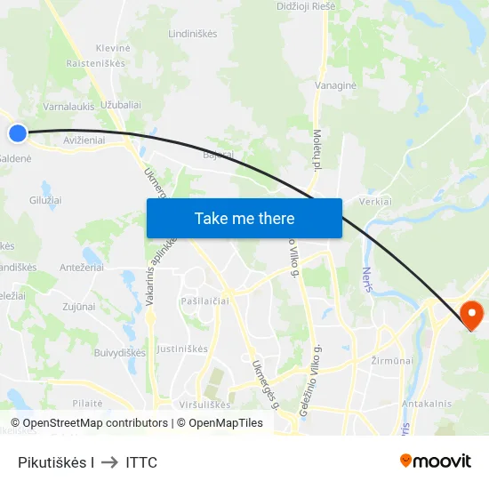 Pikutiškės I to ITTC map