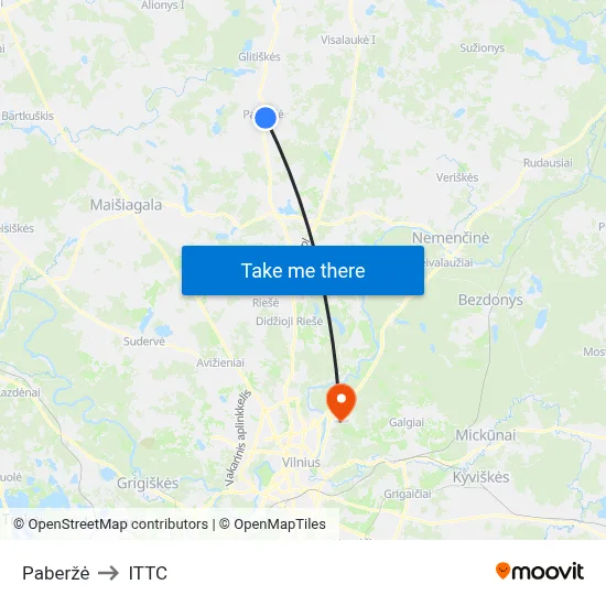 Paberžė to ITTC map