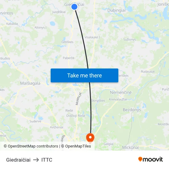 Giedraičiai to ITTC map