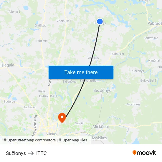 Sužionys to ITTC map