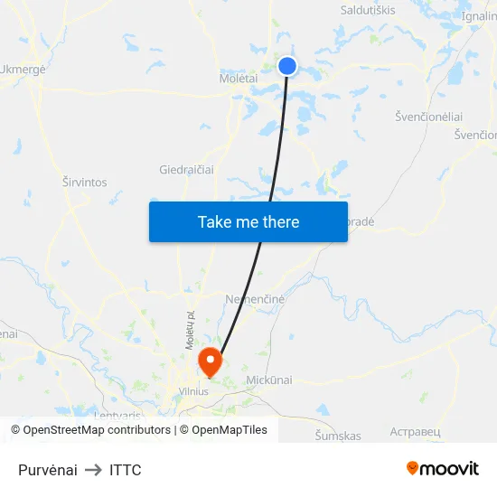 Purvėnai to ITTC map
