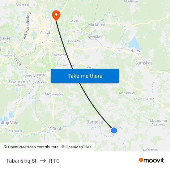 Tabariškių St. to ITTC map