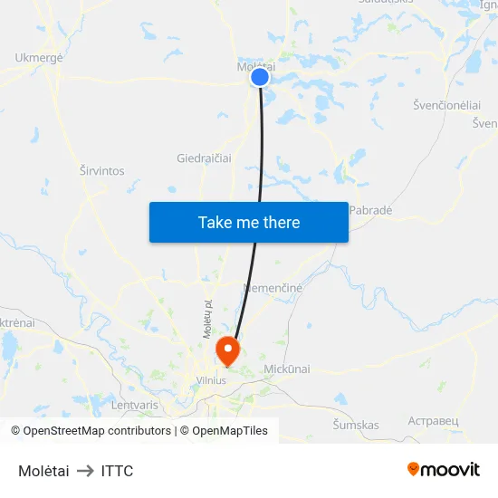 Molėtai to ITTC map