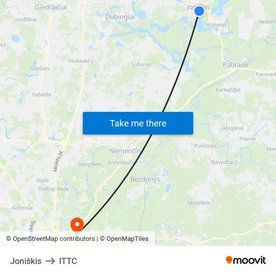 Joniškis to ITTC map
