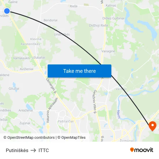 Putiniškės to ITTC map
