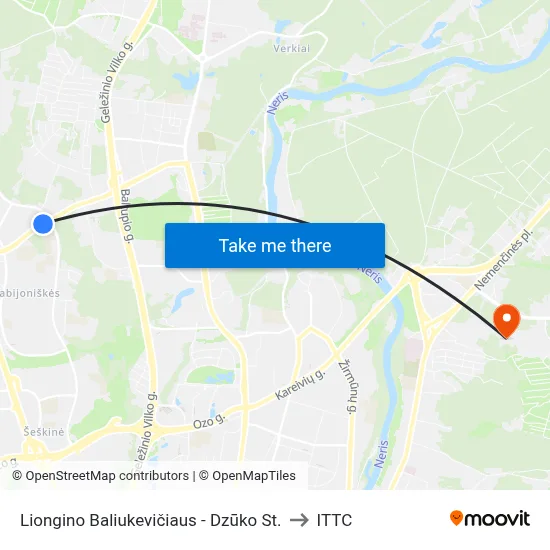 Liongino Baliukevičiaus - Dzūko St. to ITTC map